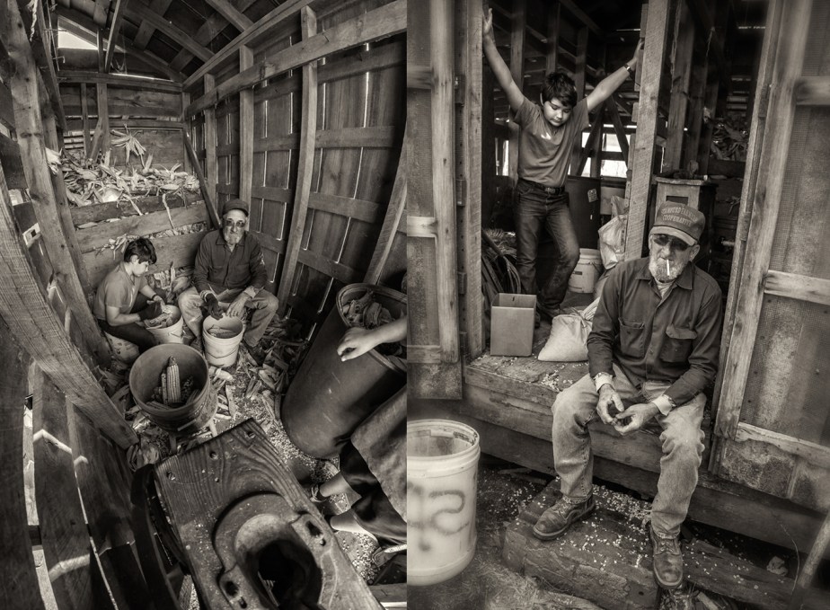 gary mac_shucking_shelling corn_group