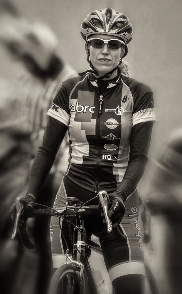 woman cyclist_bw